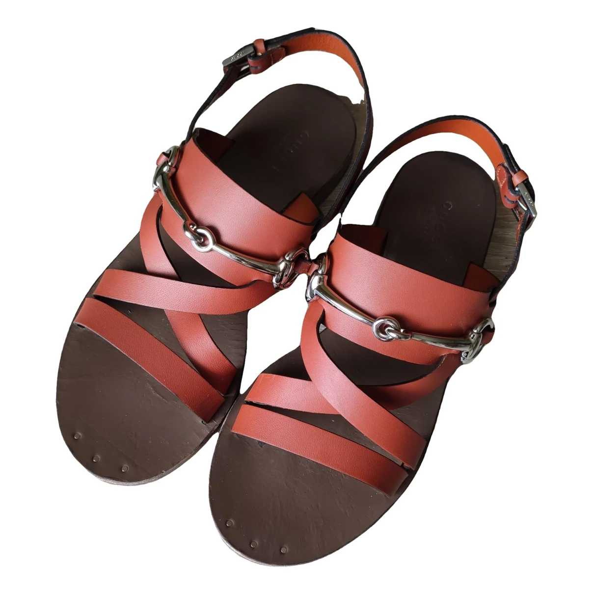 Pre-owned Gucci Leather Sandal In Orange