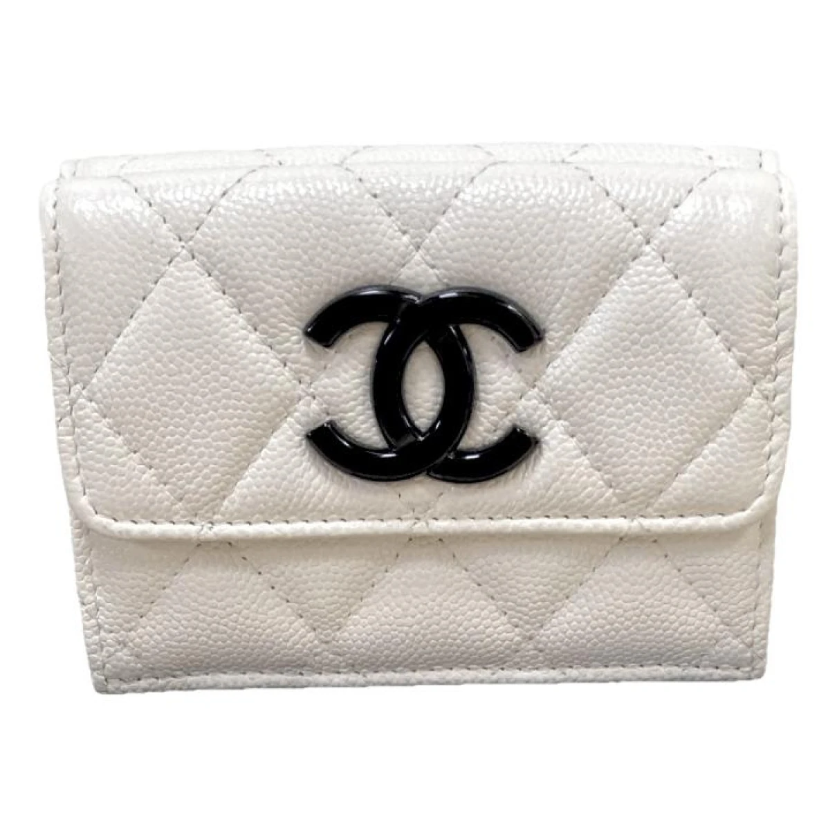 Pre-owned Chanel Leather Wallet In White