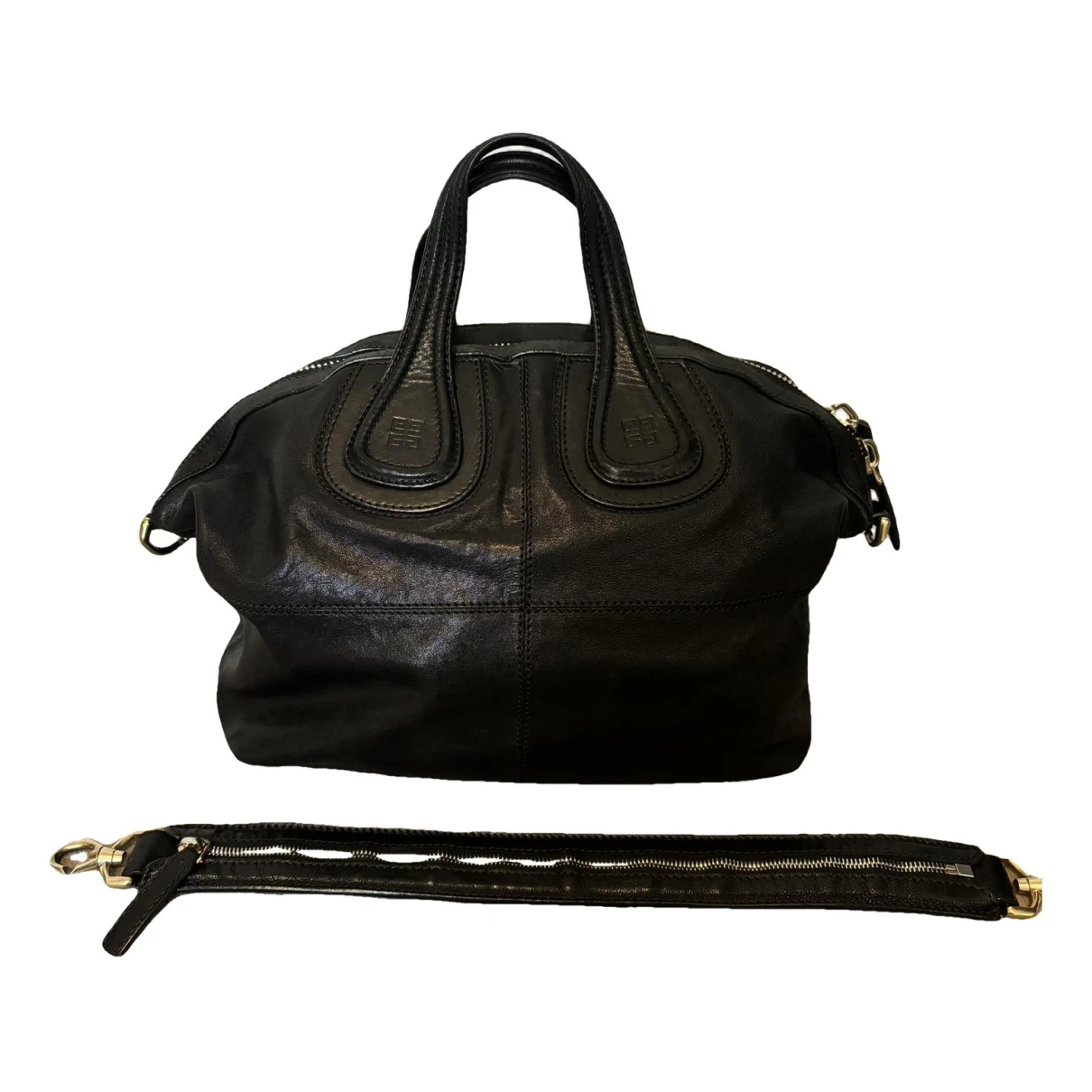 Pre-owned Givenchy Nightingale Leather Tote In Black