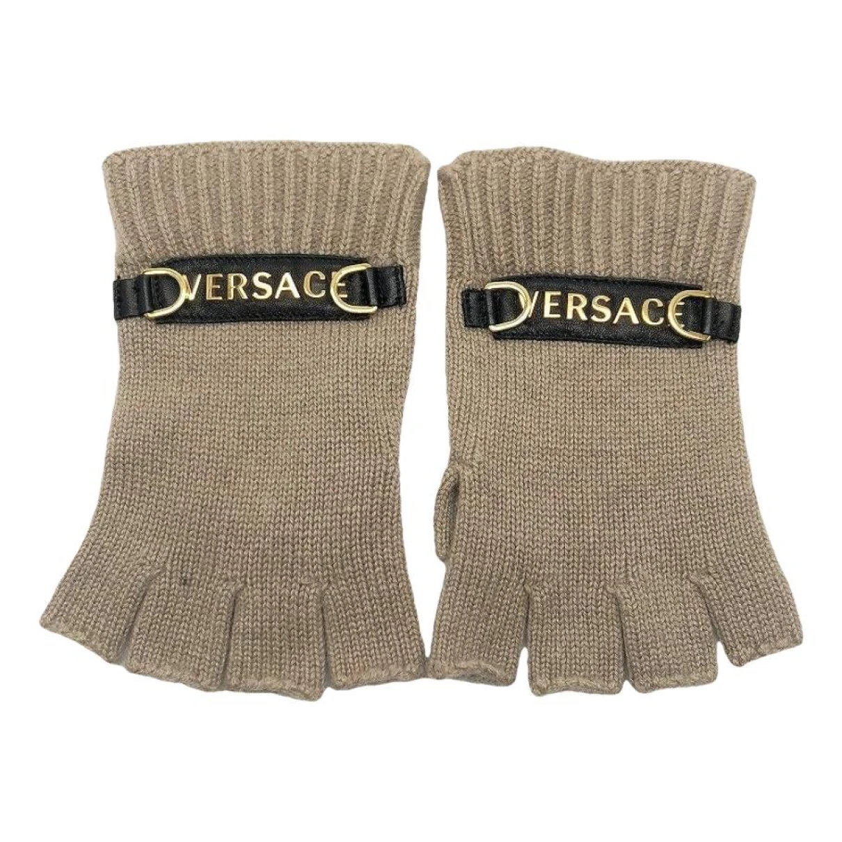 Pre-owned Versace Cashmere Gloves In Beige