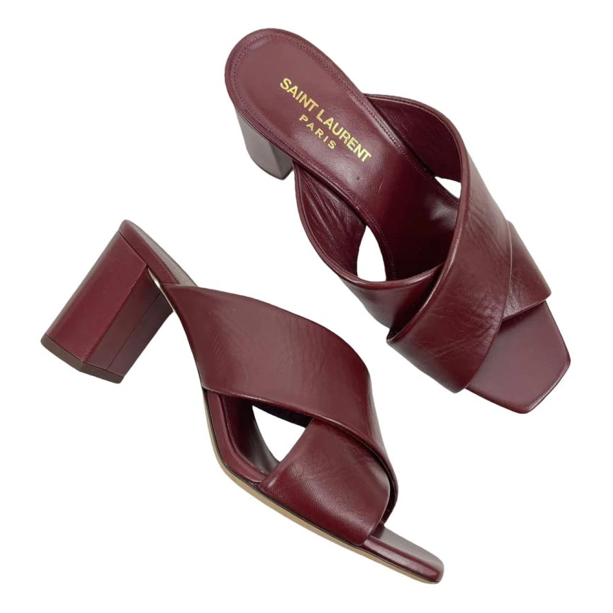 Pre-owned Saint Laurent Loulou Leather Sandal In Red