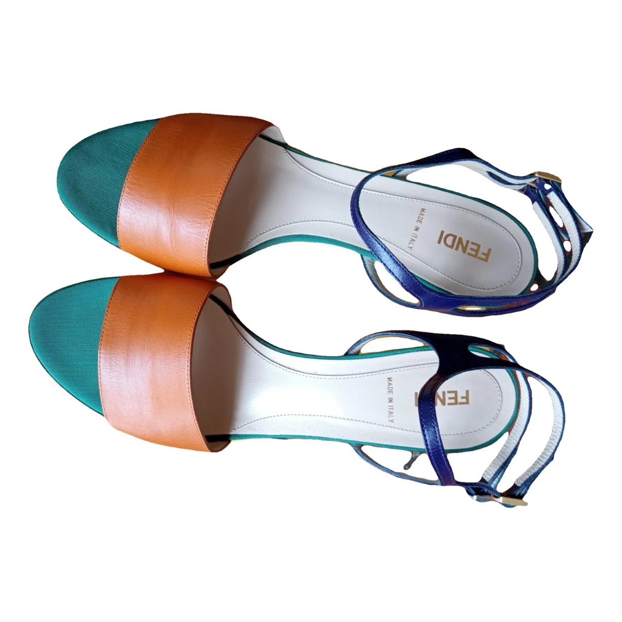Pre-owned Fendi Colibri Lite Leather Sandals In Multicolour