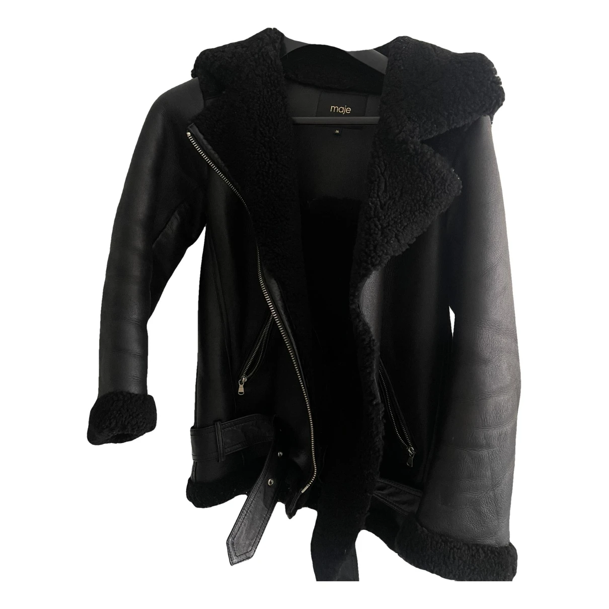 Pre-owned Maje Fall Winter 2019 Leather Jacket In Black