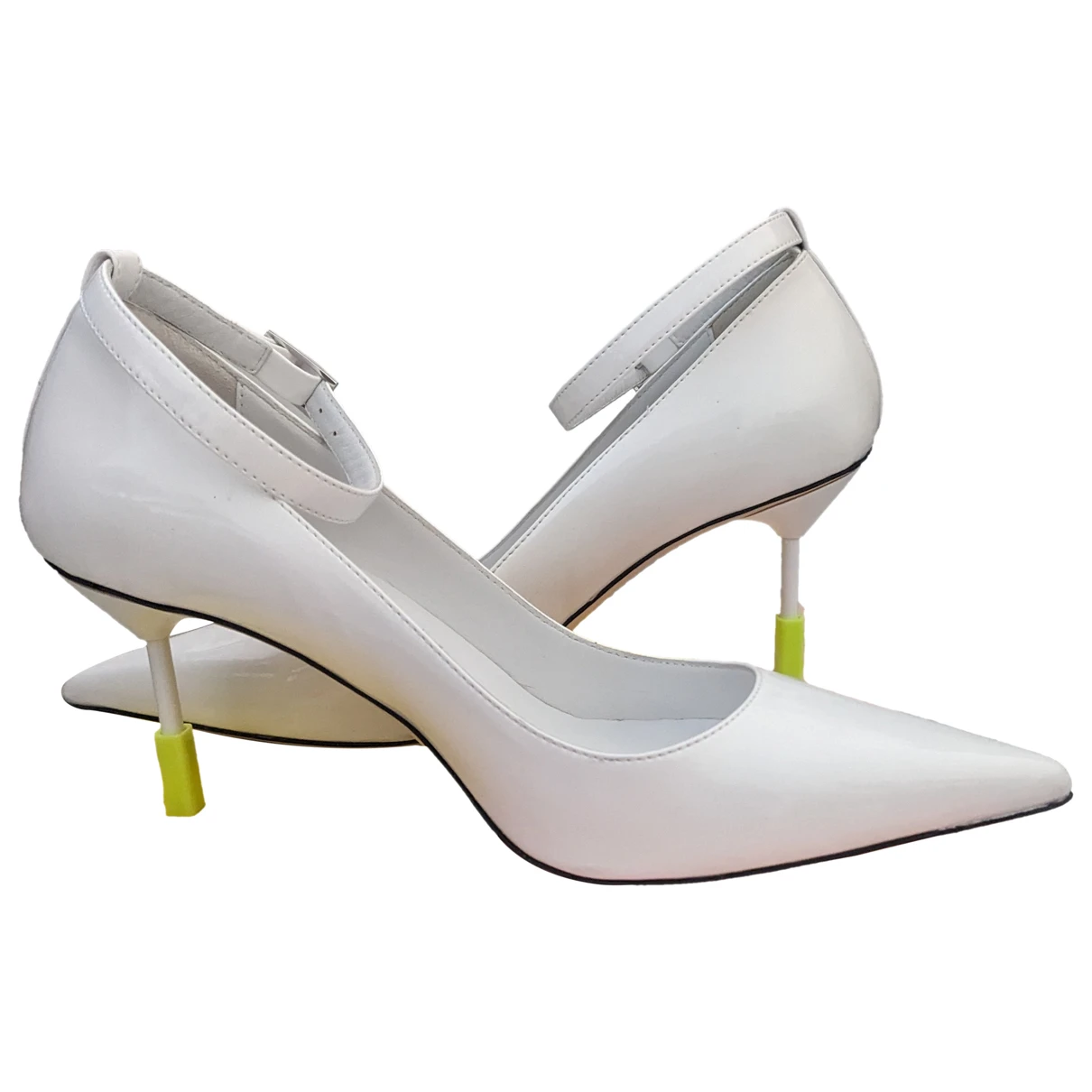 Pre-owned Msgm Leather Heels In White