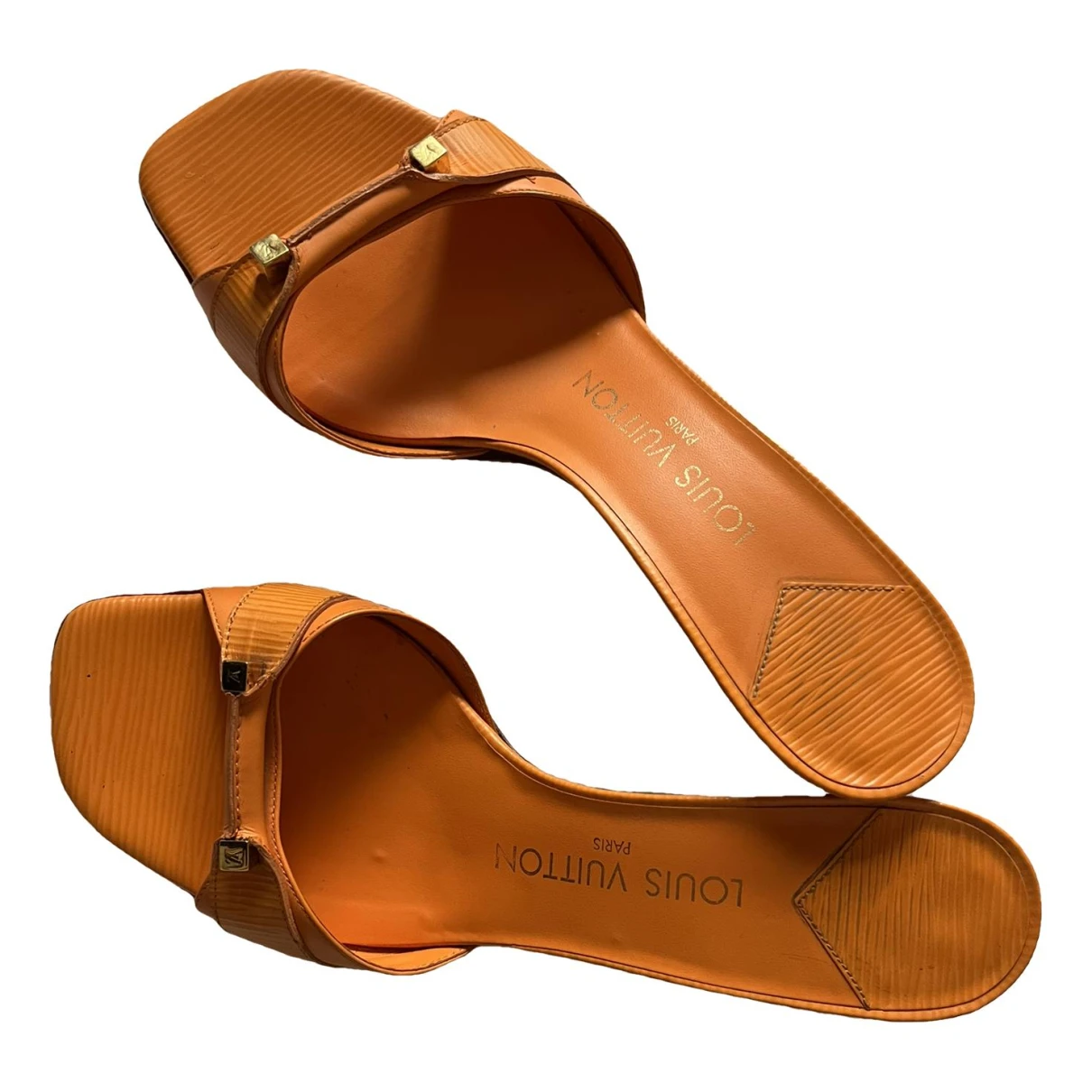 Pre-owned Louis Vuitton Leather Mules In Orange