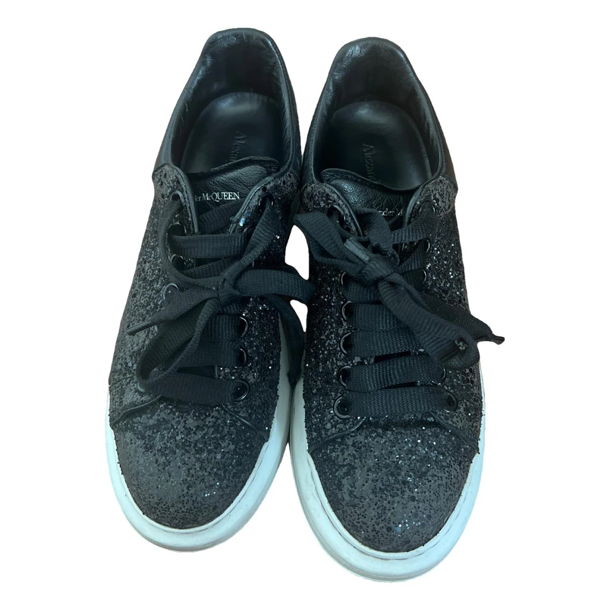 Pre-owned Alexander Mcqueen Oversize Glitter Trainers In Black