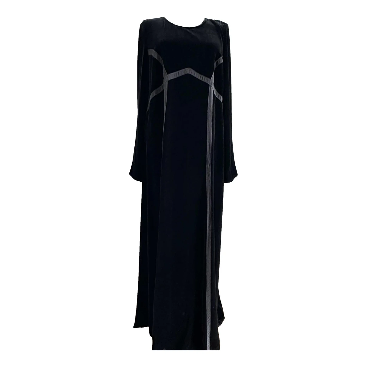 Pre-owned Marina Rinaldi Velvet Maxi Dress In Black