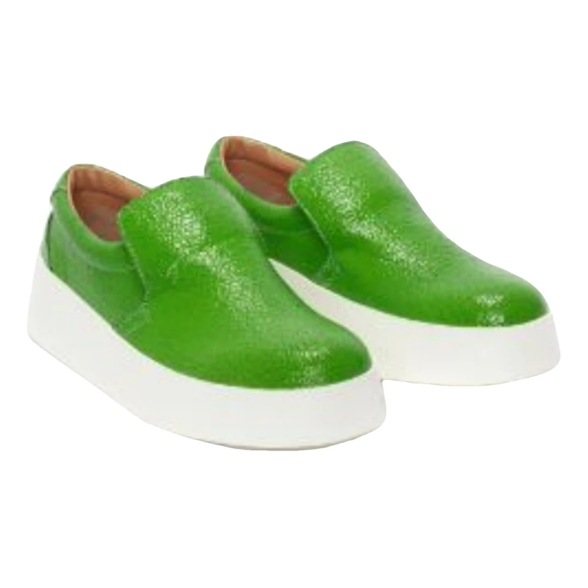 Pre-owned Jw Anderson Leather Flats In Green