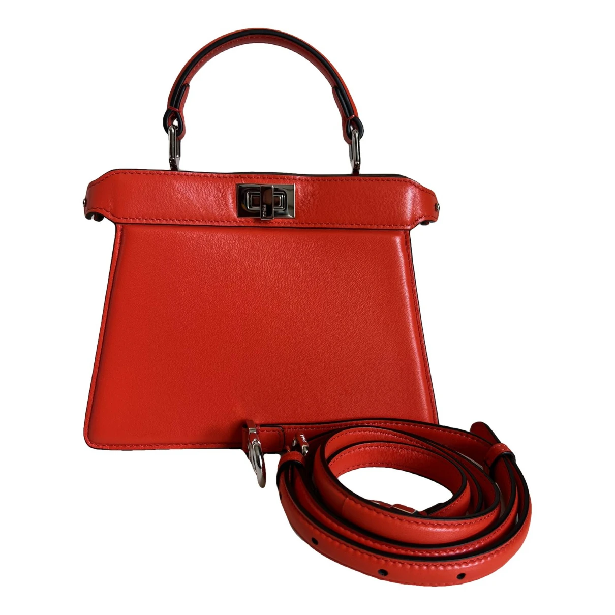 Pre-owned Fendi Peekaboo Iseeu Leather Handbag In Orange