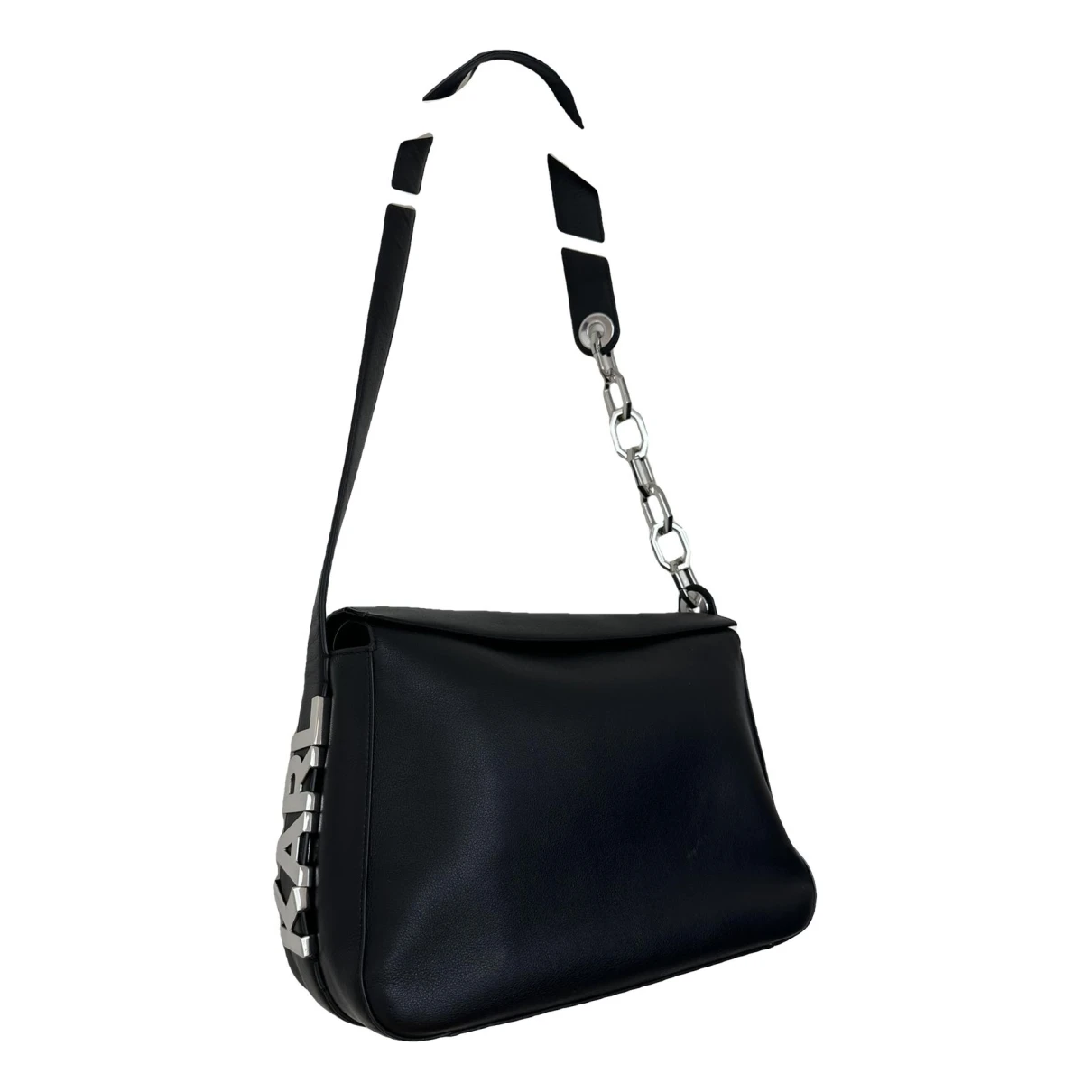 Pre-owned Karl Lagerfeld Leather Handbag In Black