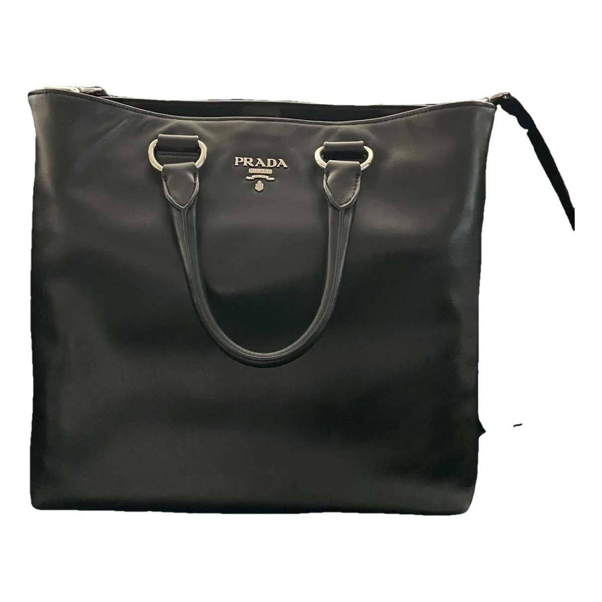 Pre-owned Prada Panier Leather Crossbody Bag In Black