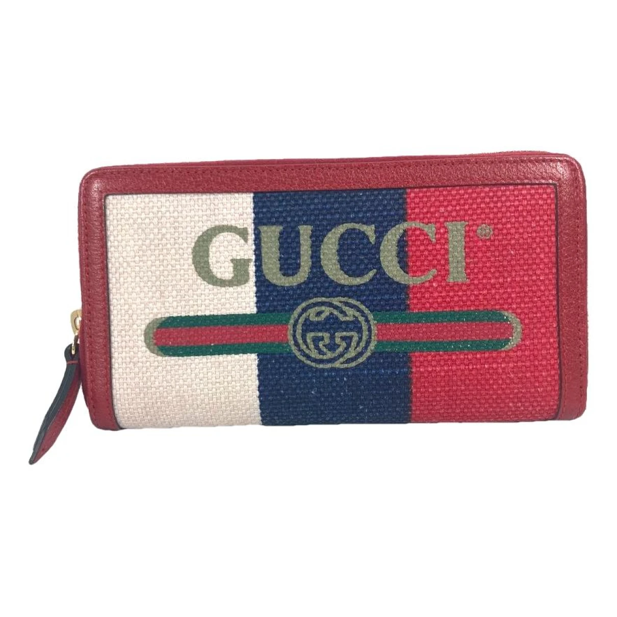 Pre-owned Gucci Cloth Wallet In Red