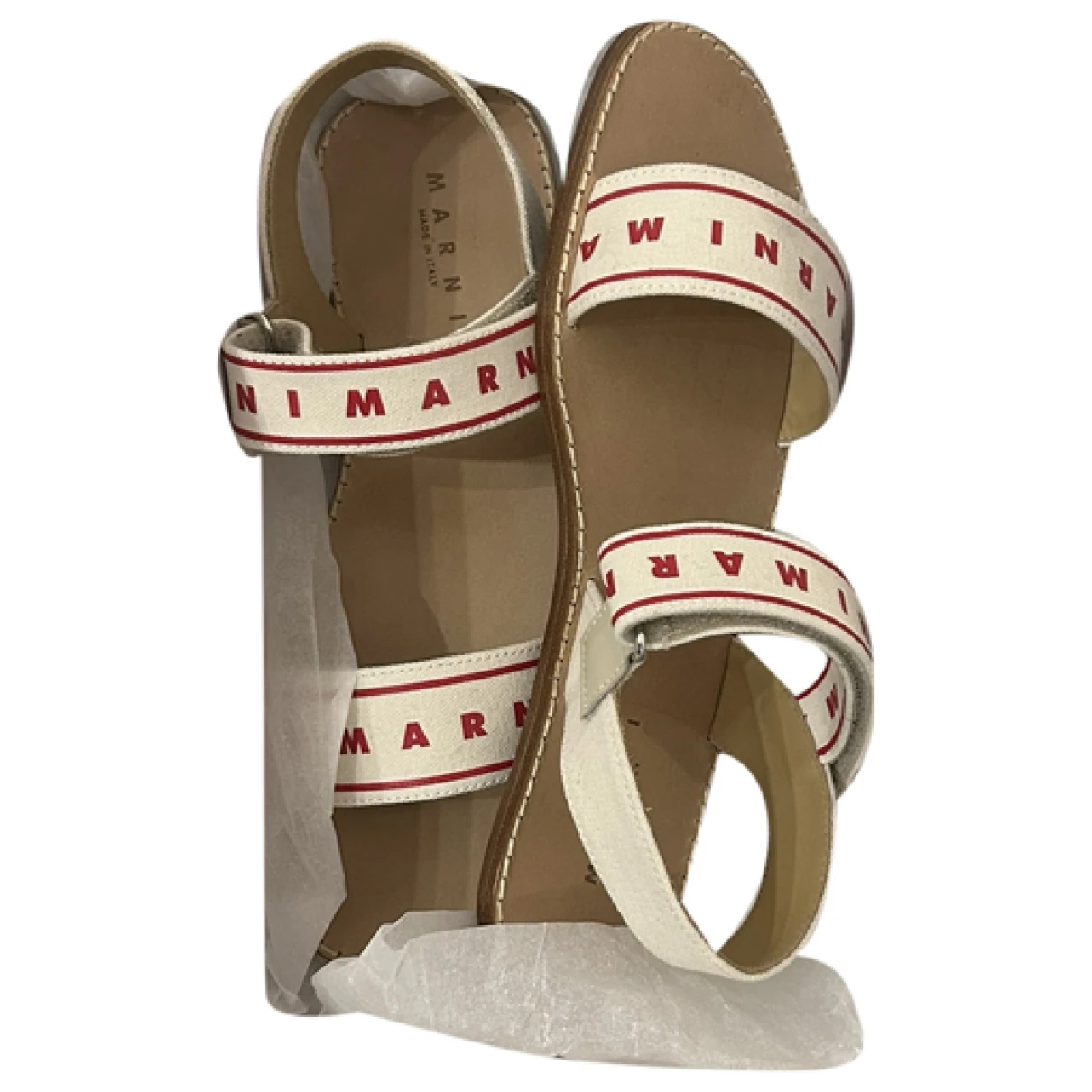 Pre-owned Marni Cloth Mules In White