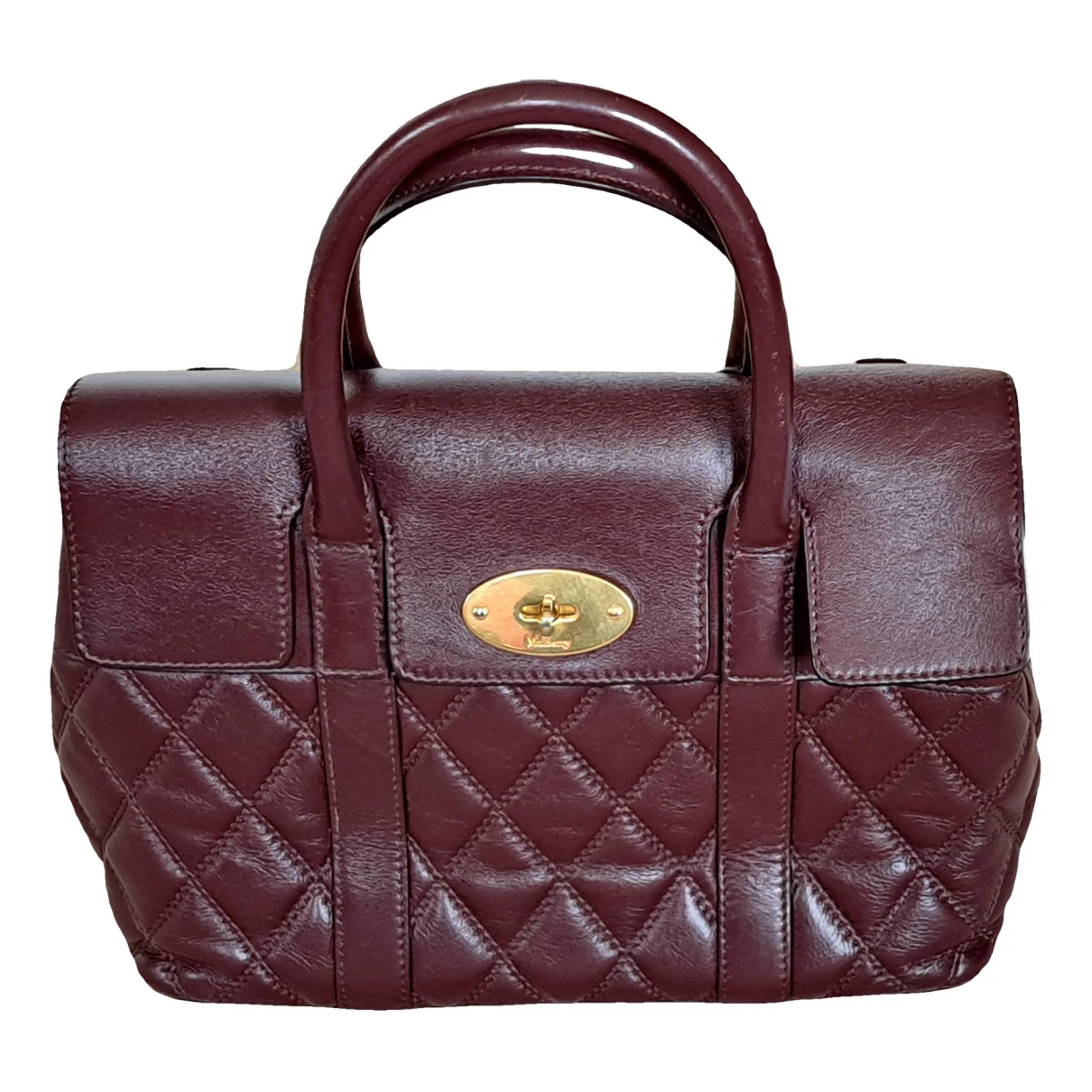 Pre-owned Mulberry Leather Bowling Bag In Burgundy