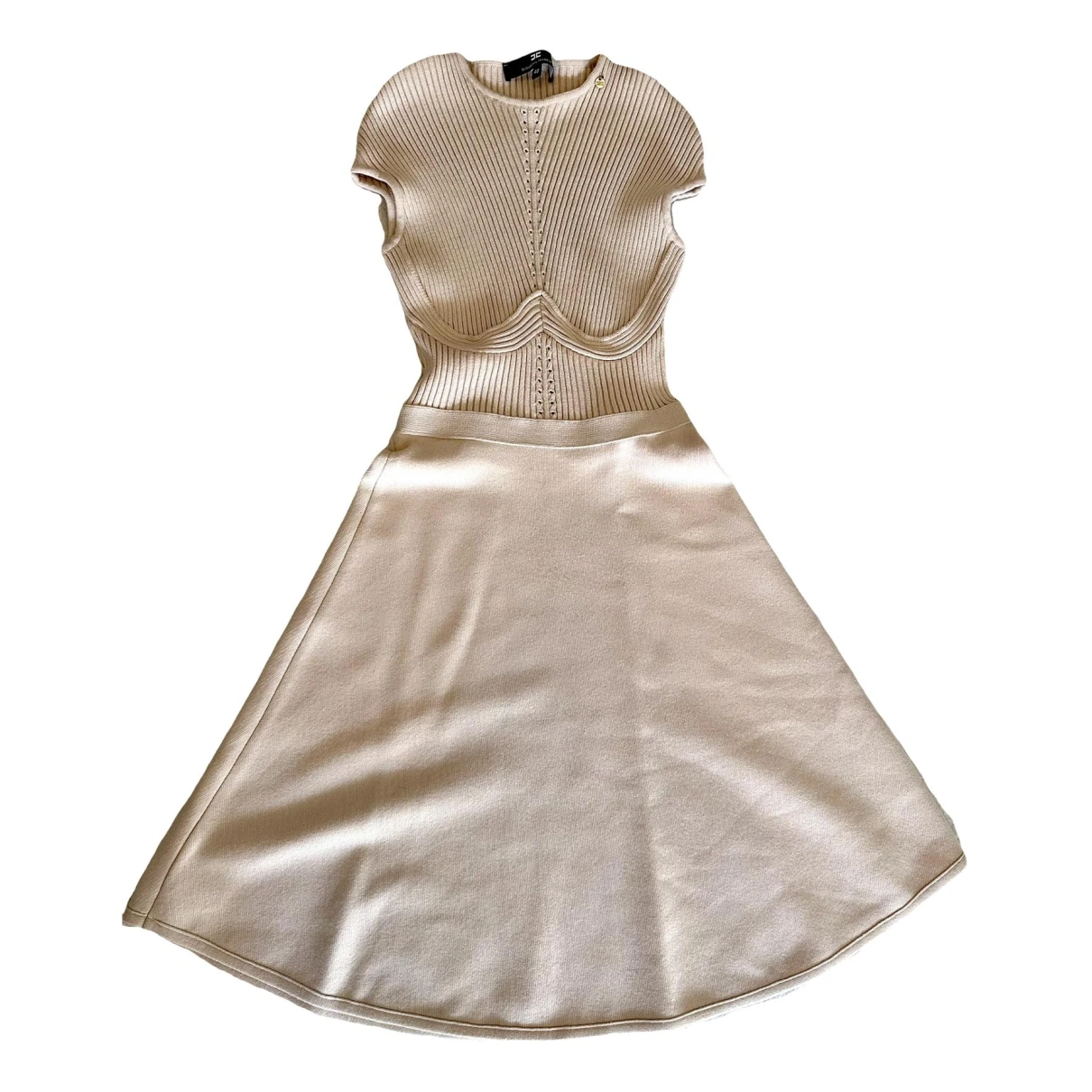 Pre-owned Elisabetta Franchi Mid-length Dress In Beige