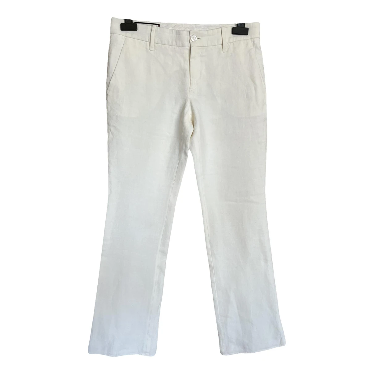 Pre-owned Gucci Linen Straight Pants In White