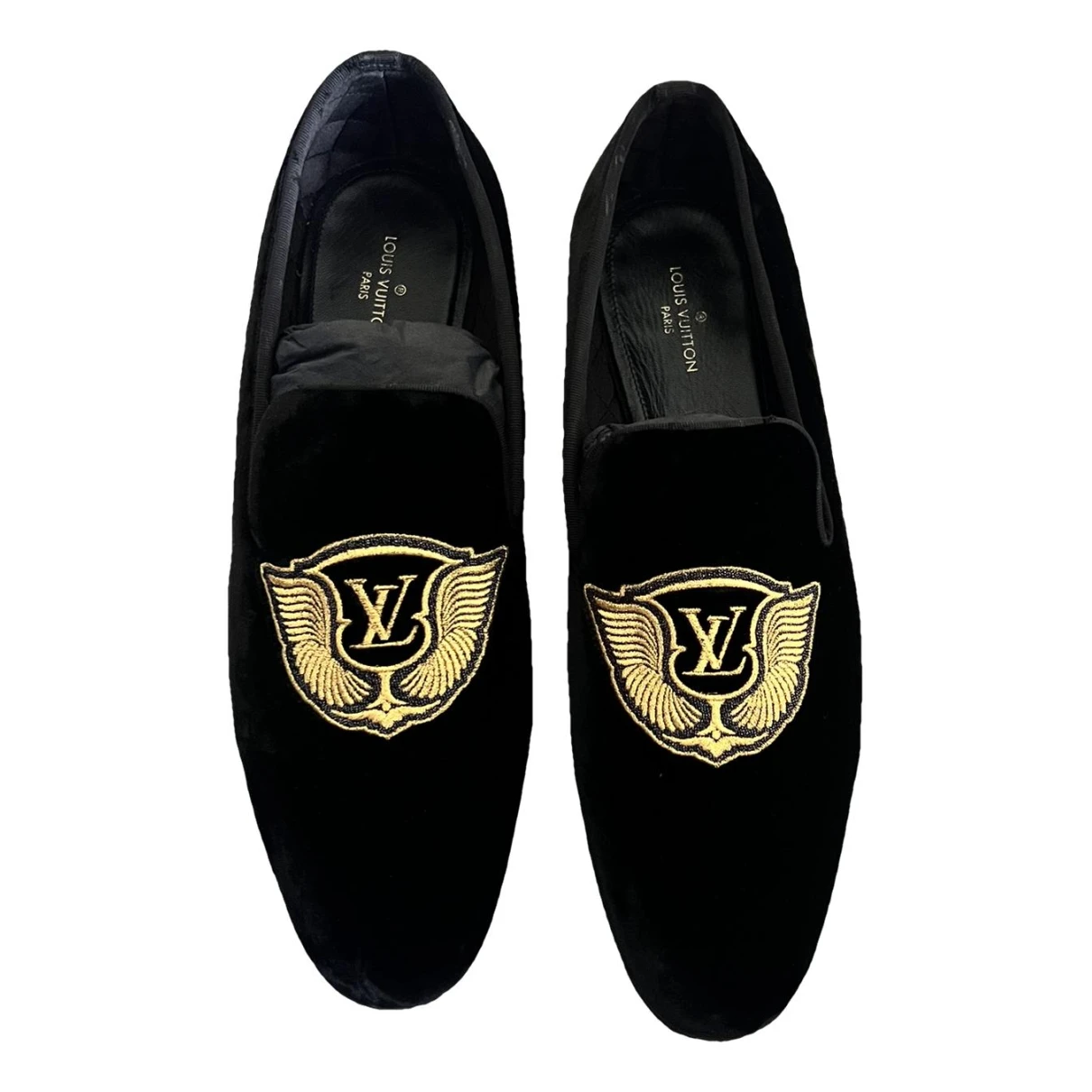 Pre-owned Louis Vuitton Velvet Flats In Black