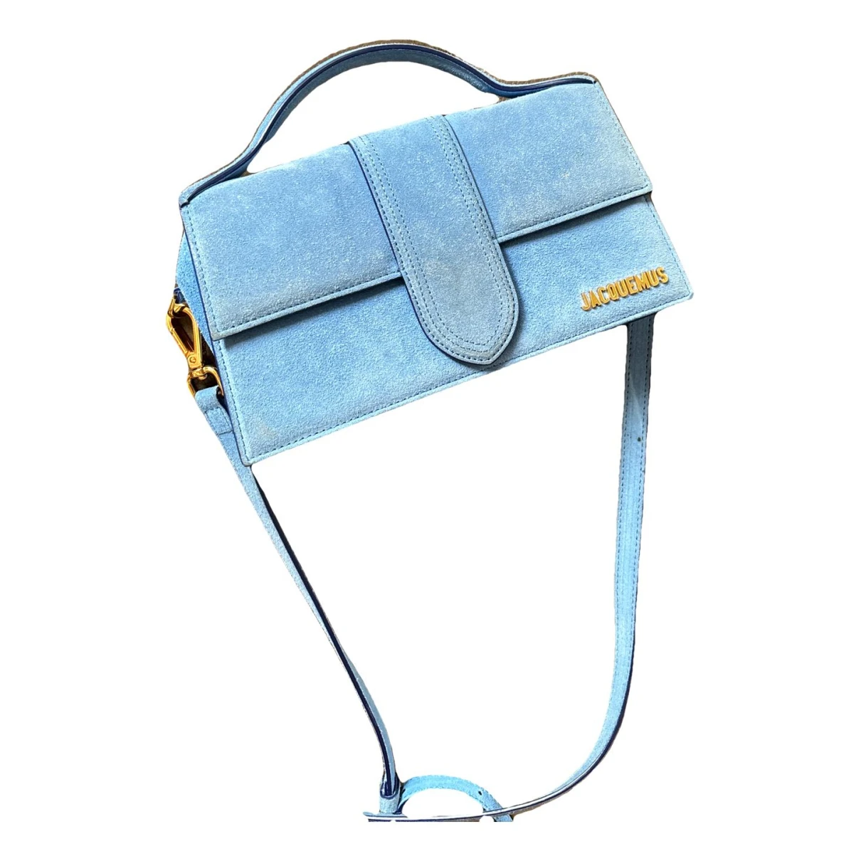Pre-owned Jacquemus Le Grand Bambino Velvet Handbag In Blue