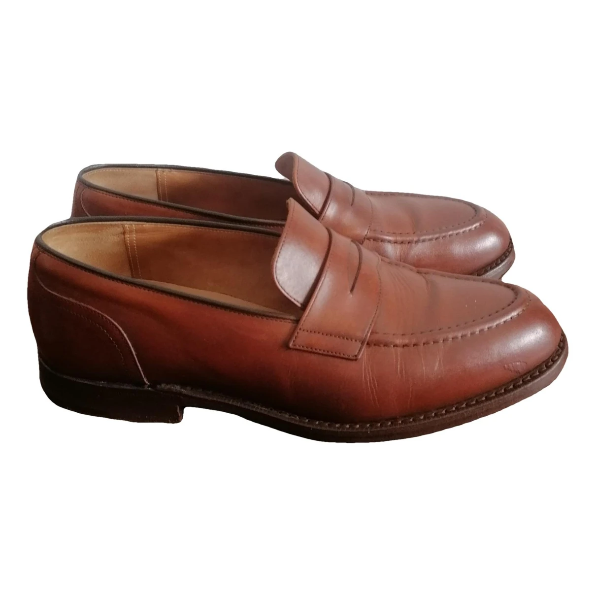 Pre-owned Church's Patent Leather Flats In Brown
