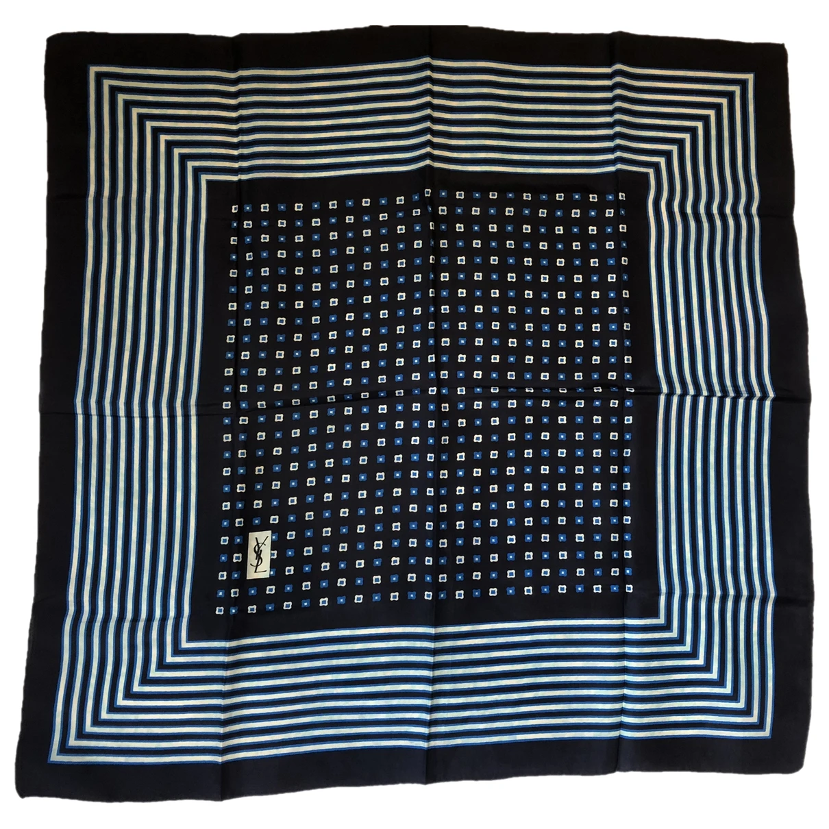 Pre-owned Saint Laurent Silk Handkerchief In Blue