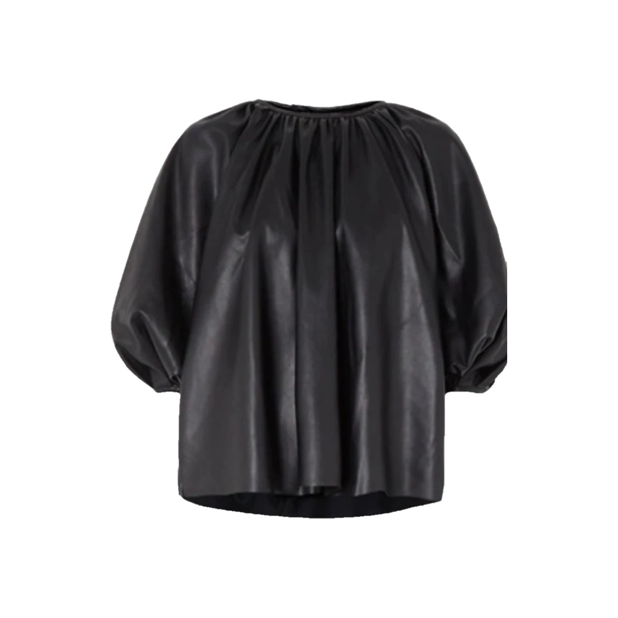 Pre-owned The Frankie Shop Vegan Leather Shirt In Black