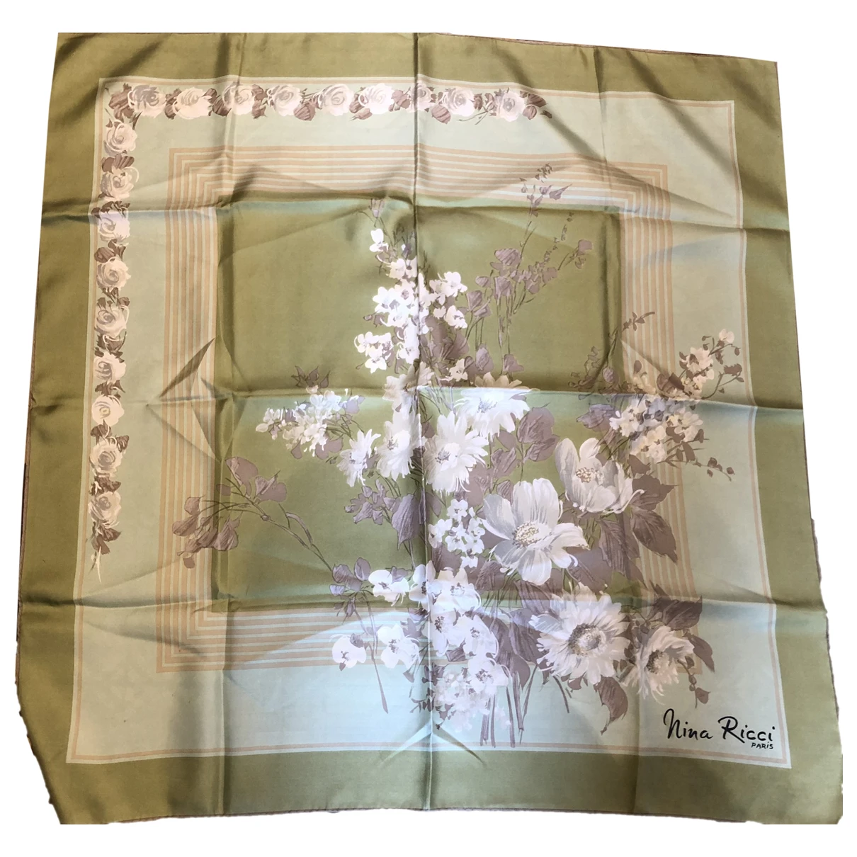 Pre-owned Nina Ricci Silk Handkerchief In Green