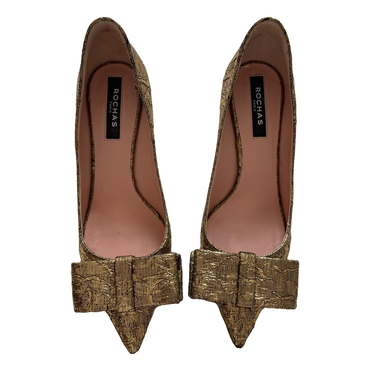 Pre-owned Rochas Cloth Heels In Gold