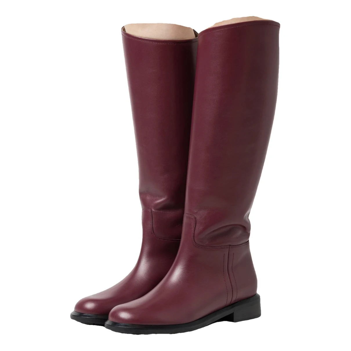 Pre-owned Emporio Armani Leather Boots In Burgundy