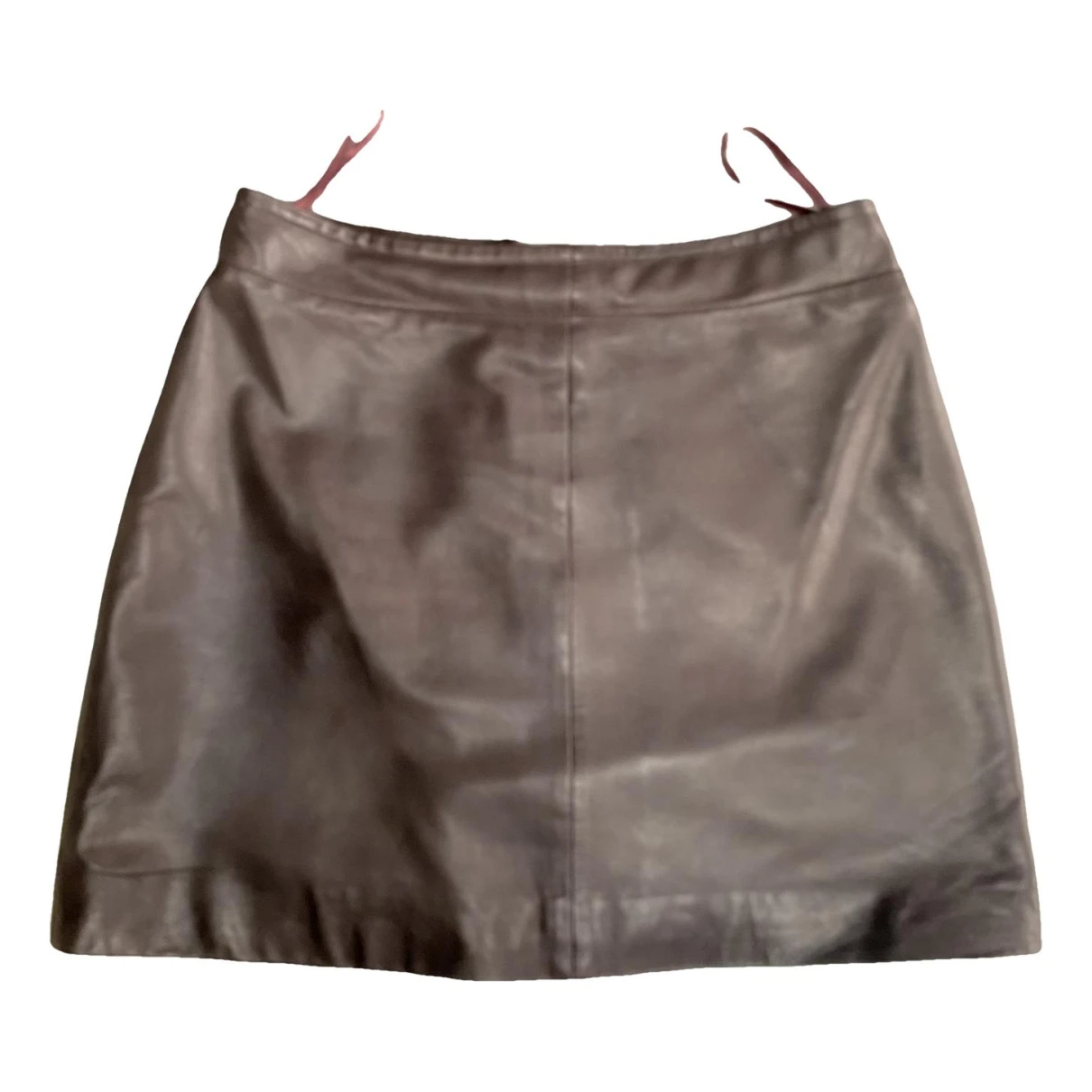 Pre-owned P.a.r.o.s.h Leather Mini Skirt In Brown