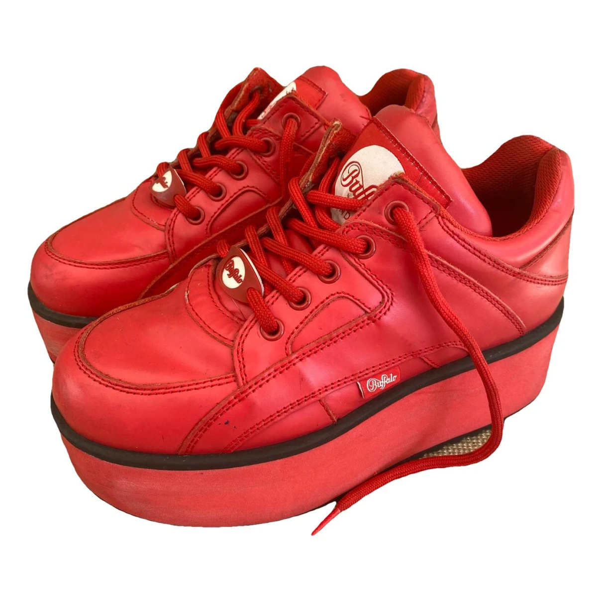 Pre-owned Buffalo Leather Trainers In Red
