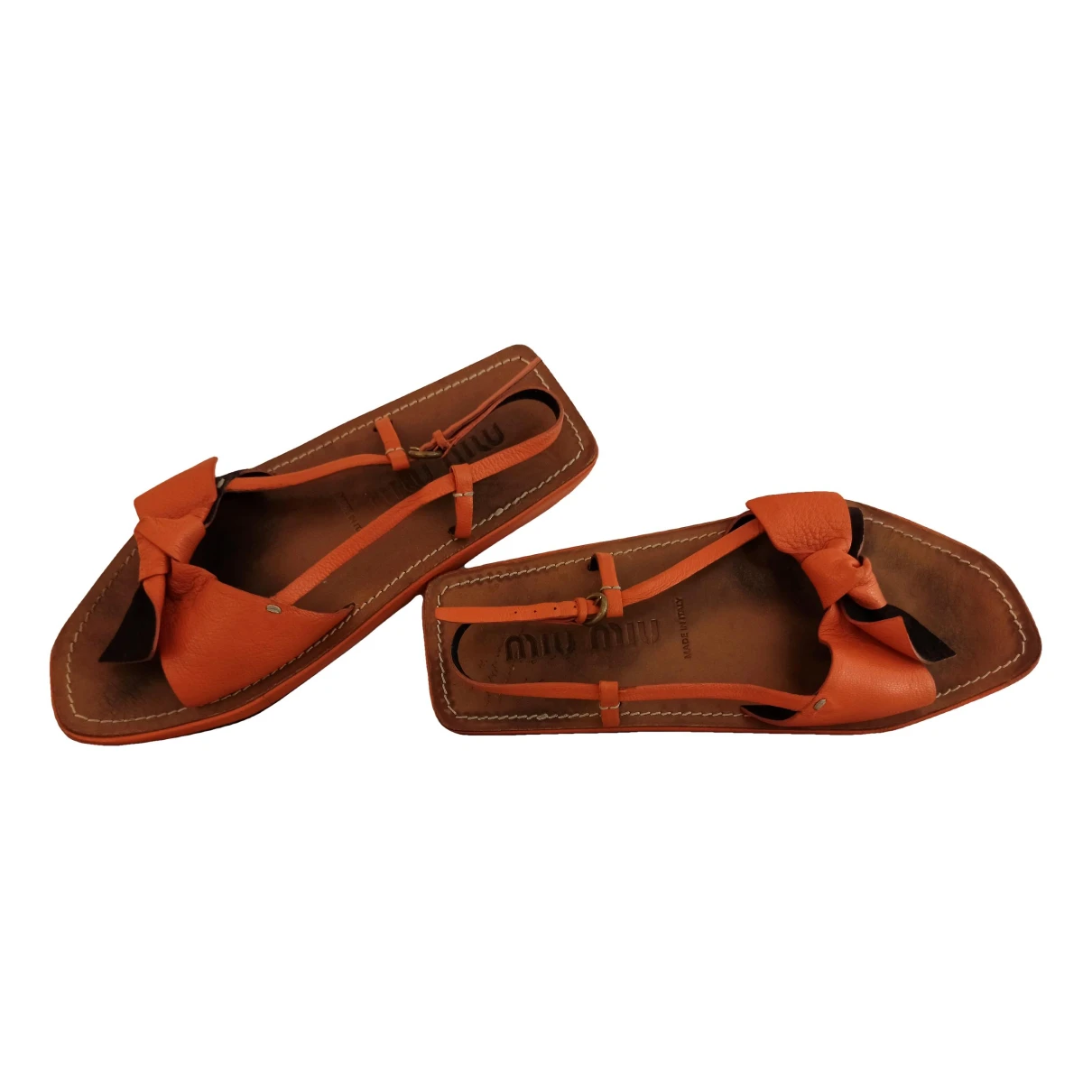 Pre-owned Miu Miu Leather Sandal In Orange