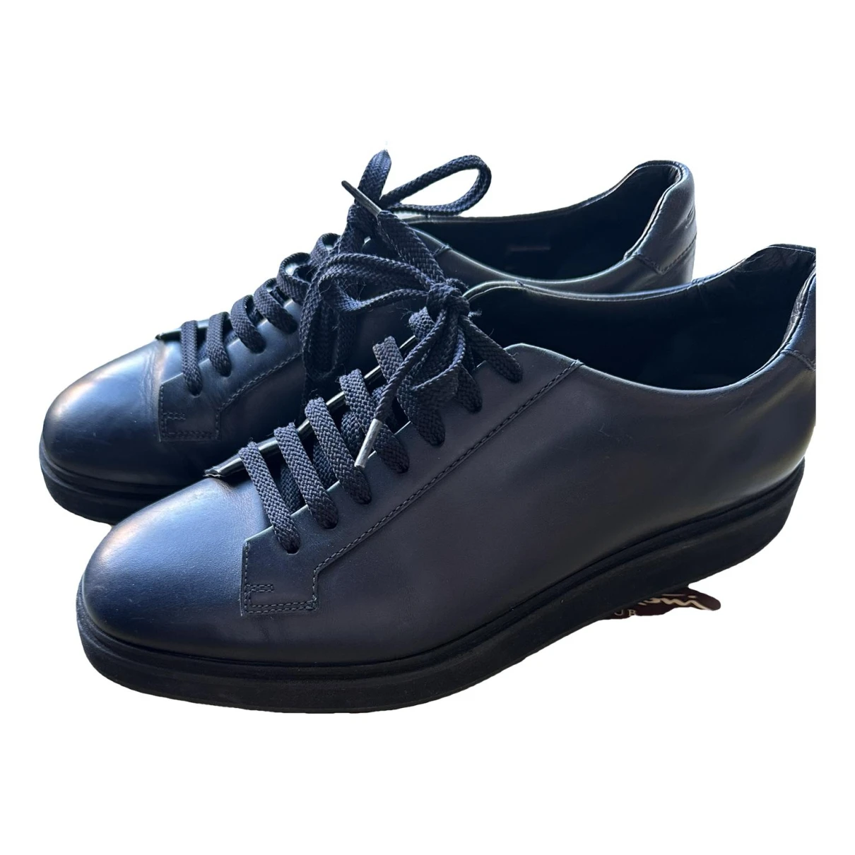 Pre-owned Santoni Leather Lace Ups In Blue
