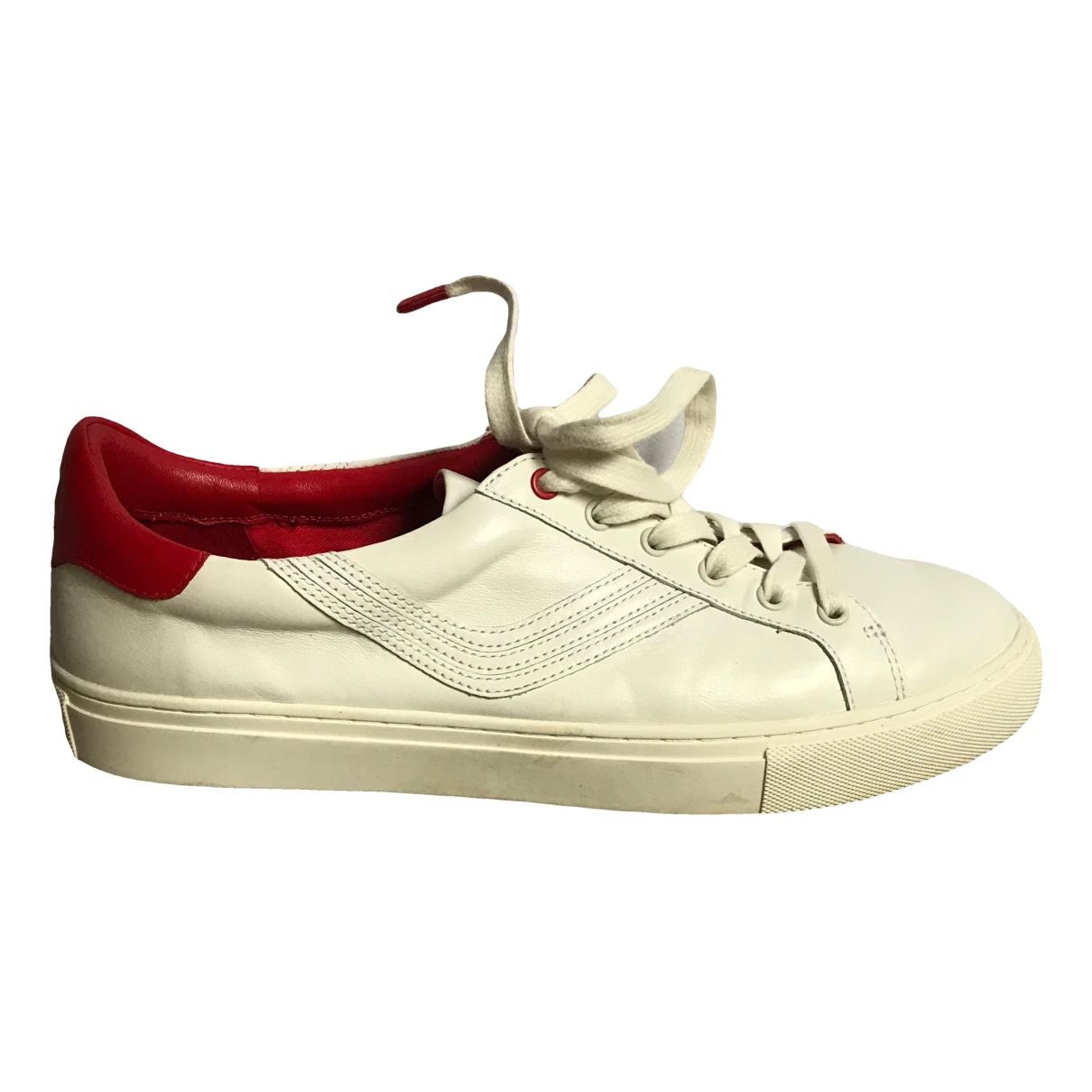 Pre-owned Tory Sport Leather Trainers In White