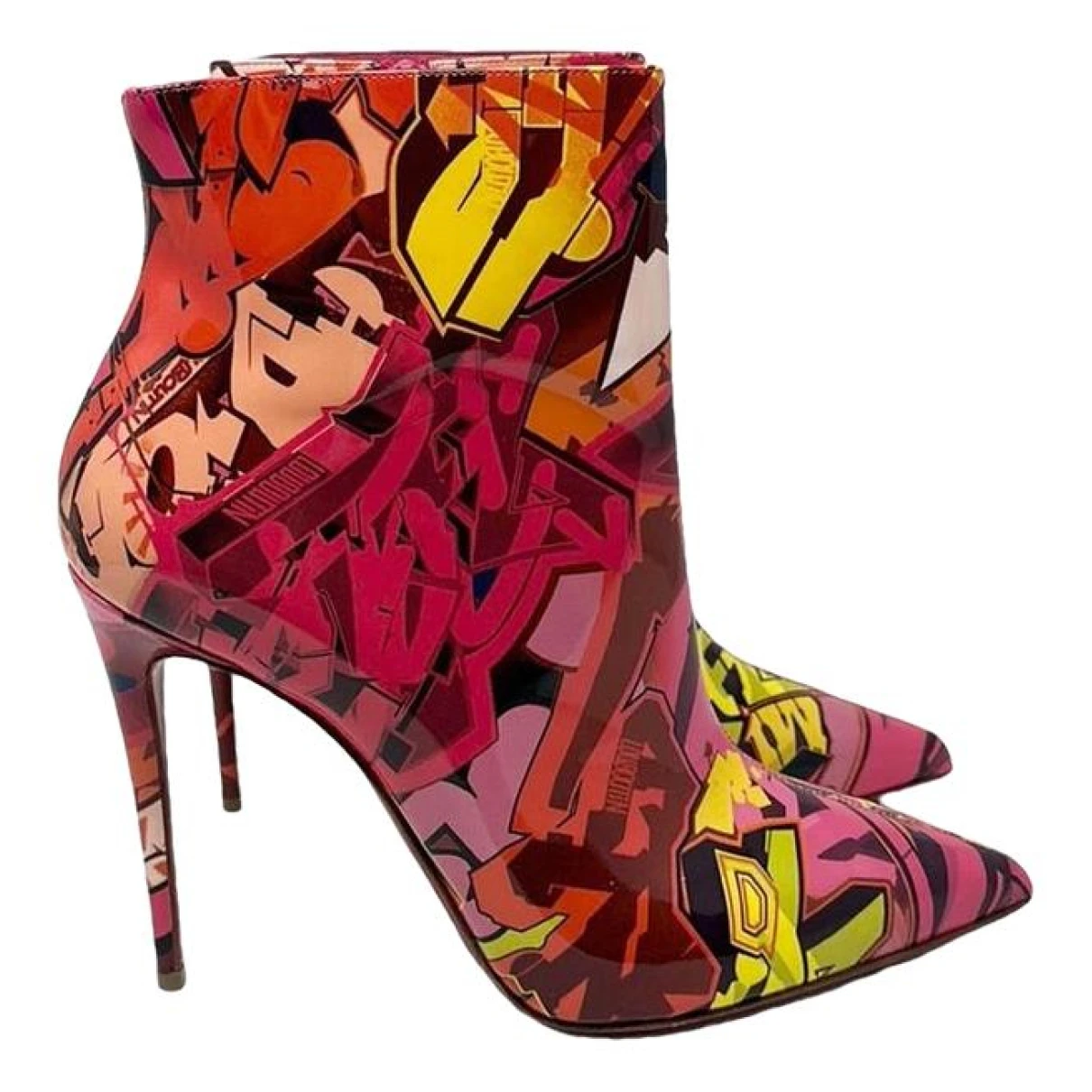 Pre-owned Christian Louboutin Patent Leather Boots In Multicolour