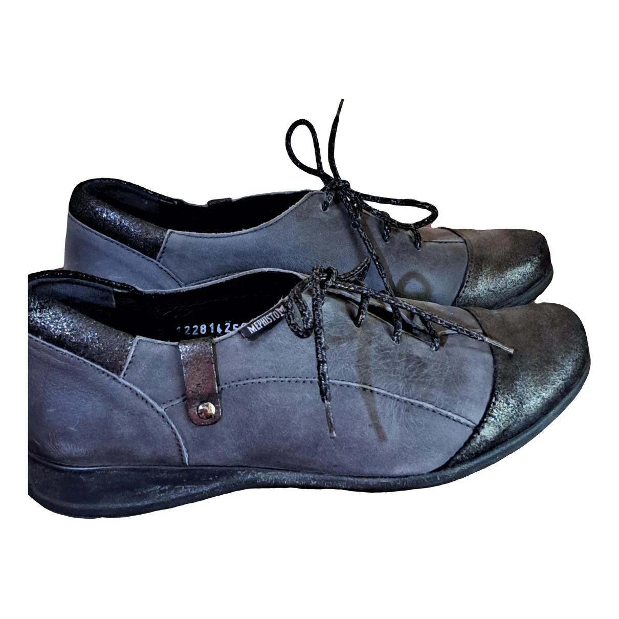 Pre-owned Mephisto Leather Lace Ups In Grey