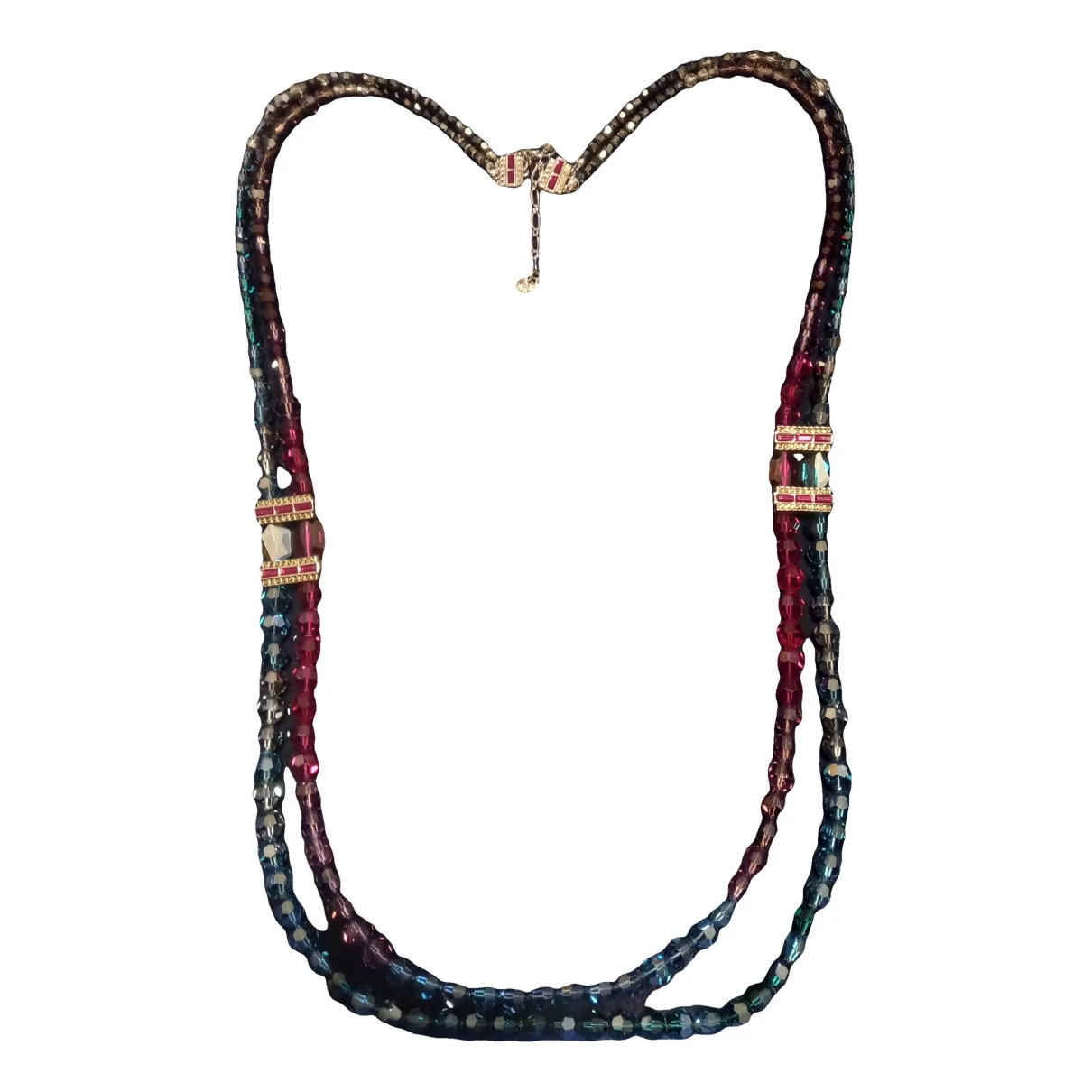 Pre-owned Swarovski Crystal Long Necklace In Multicolour
