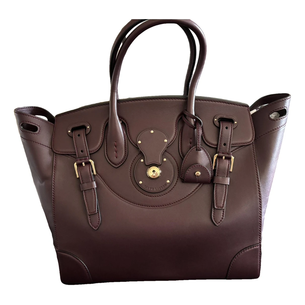 Pre-owned Ralph Lauren Ricky Leather Handbag In Burgundy