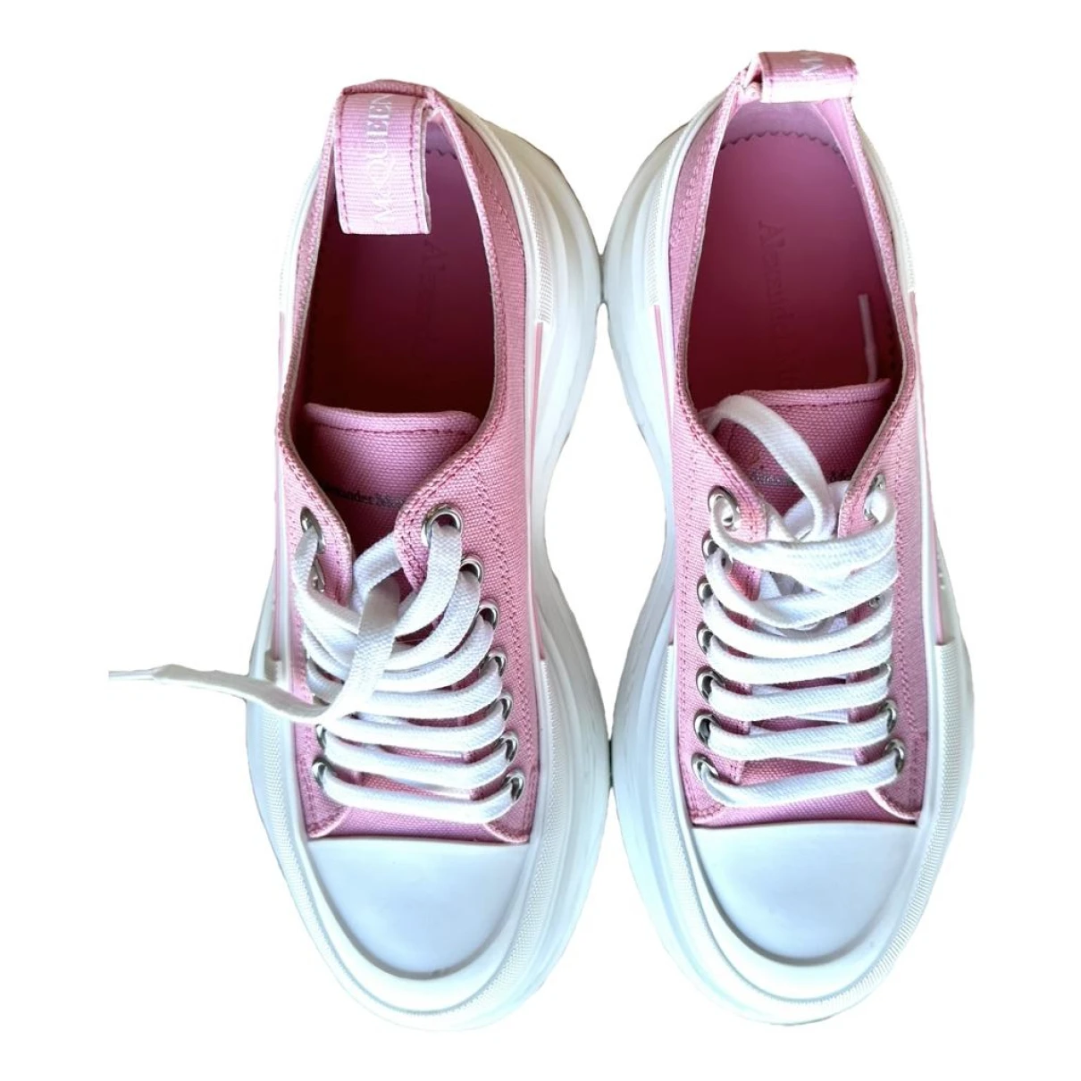 Pre-owned Alexander Mcqueen Tread Slick Cloth Trainers In Pink