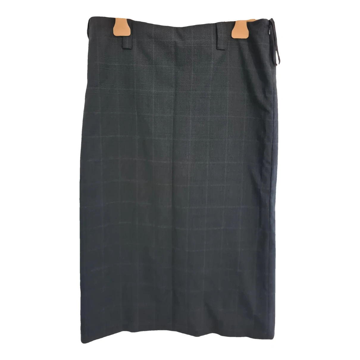 Pre-owned Miu Miu Linen Mid-length Skirt In Grey