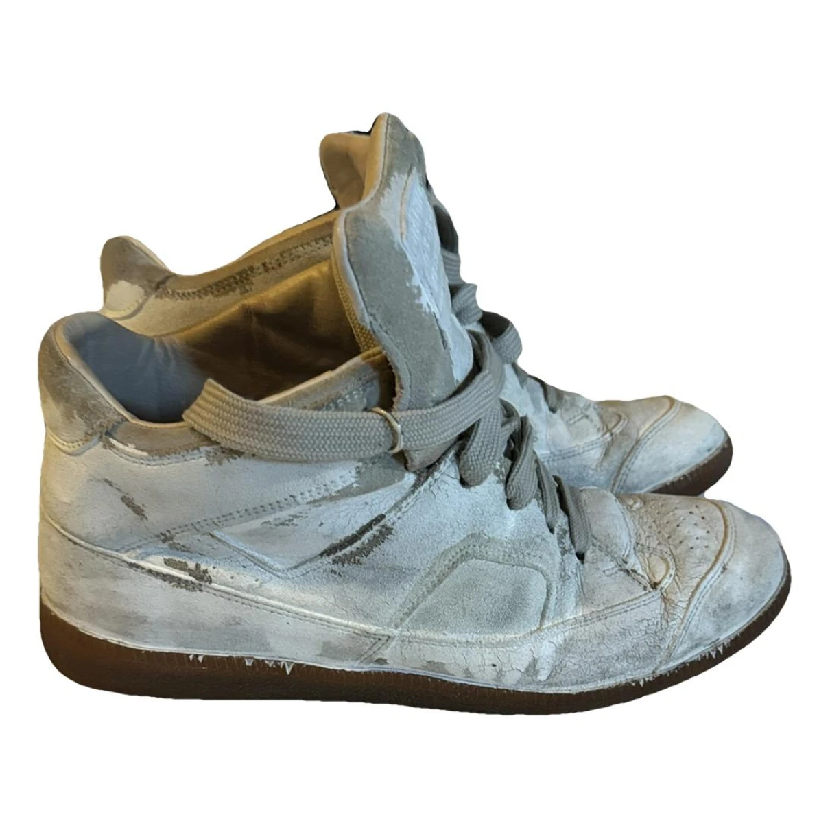 Pre-owned Maison Margiela Future Leather High Trainers In White