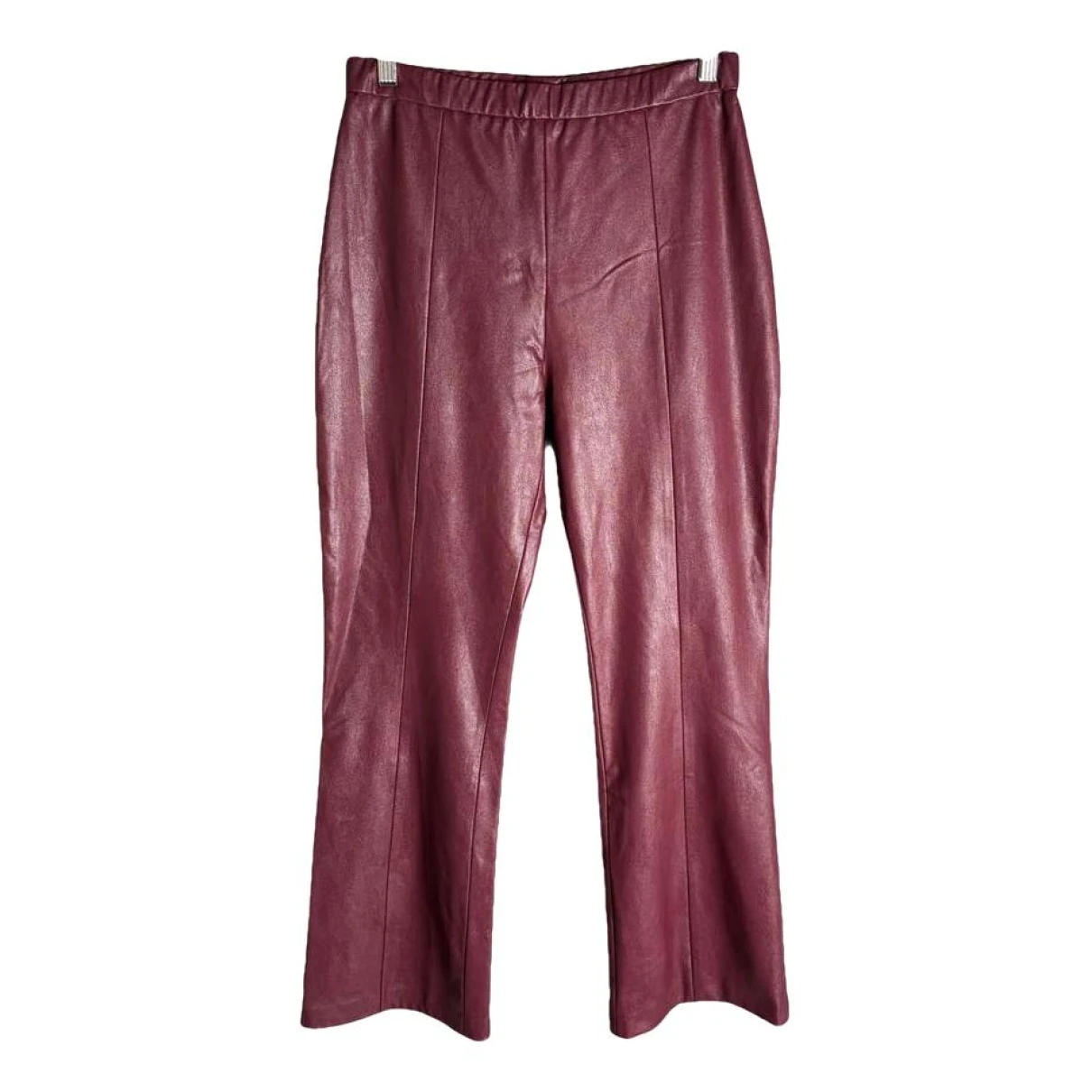 Pre-owned Amanda Uprichard Vegan Leather Straight Pants In Red