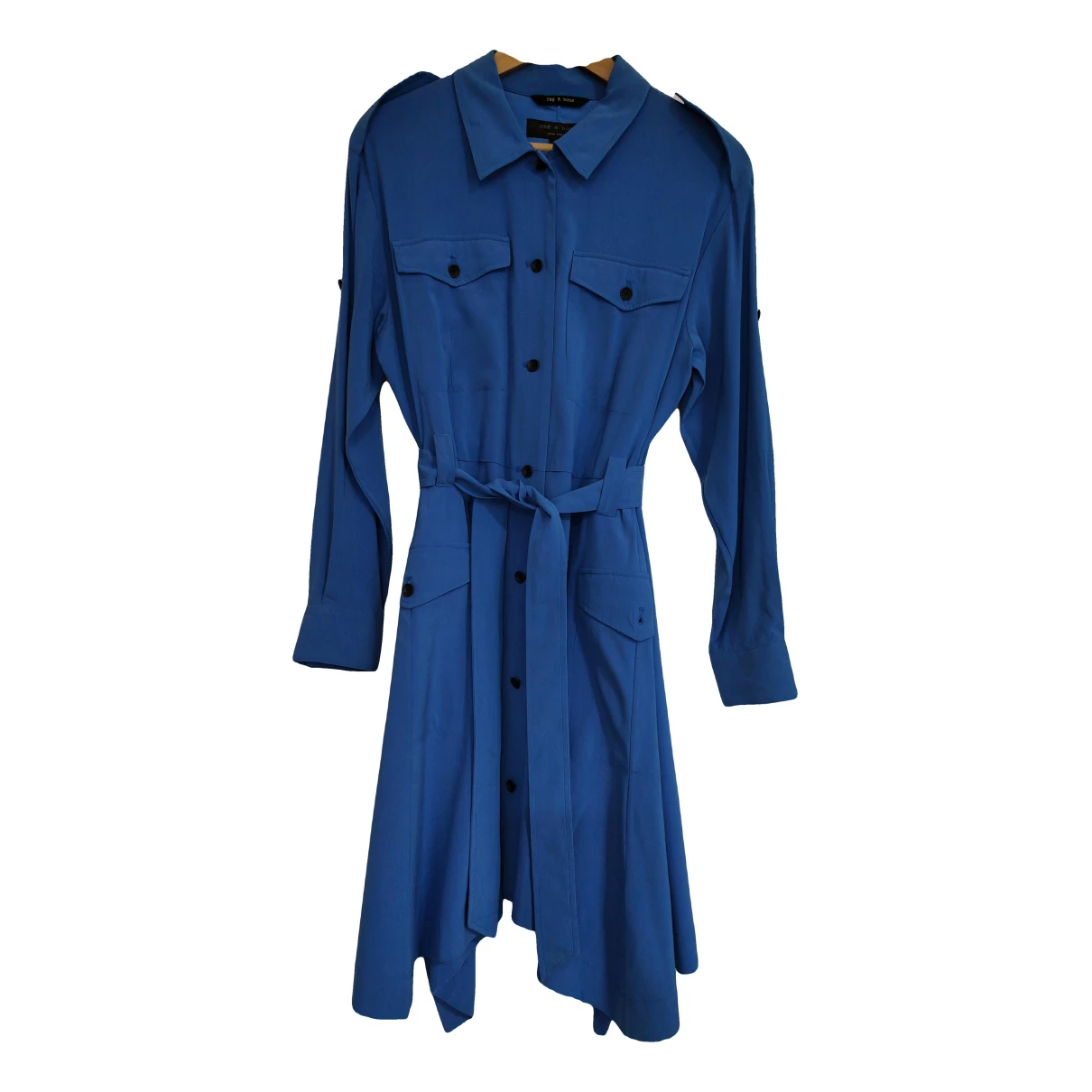 Pre-owned Rag & Bone Silk Mid-length Dress In Blue