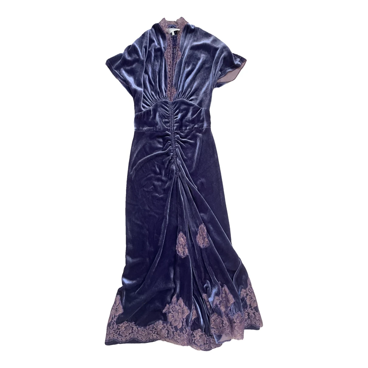Pre-owned Luisa Beccaria Silk Maxi Dress In Purple