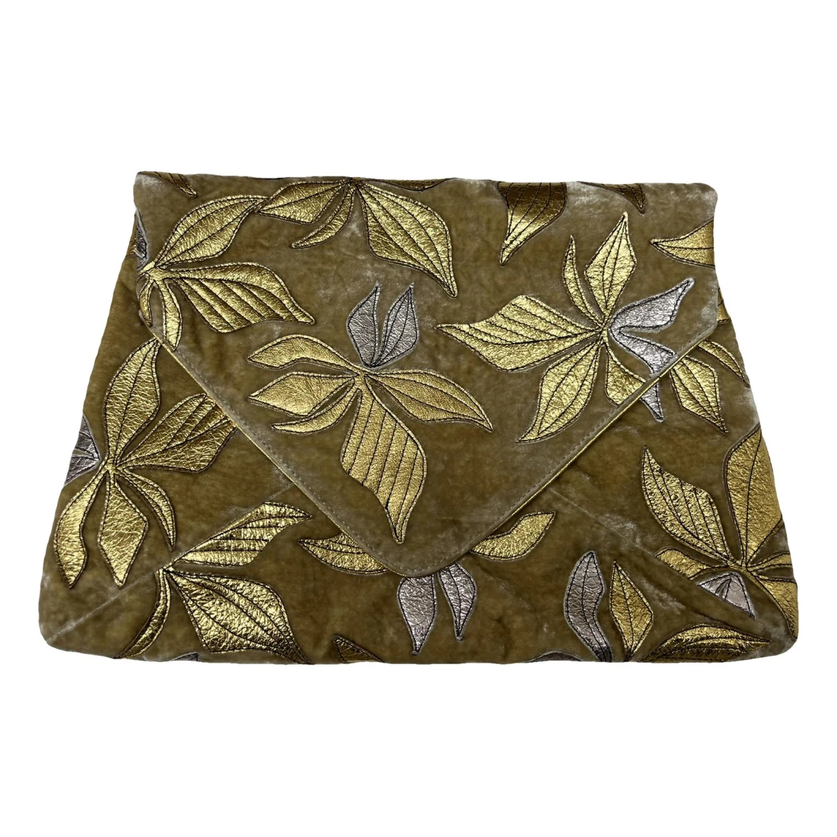 Pre-owned Dries Van Noten Velvet Clutch Bag In Gold