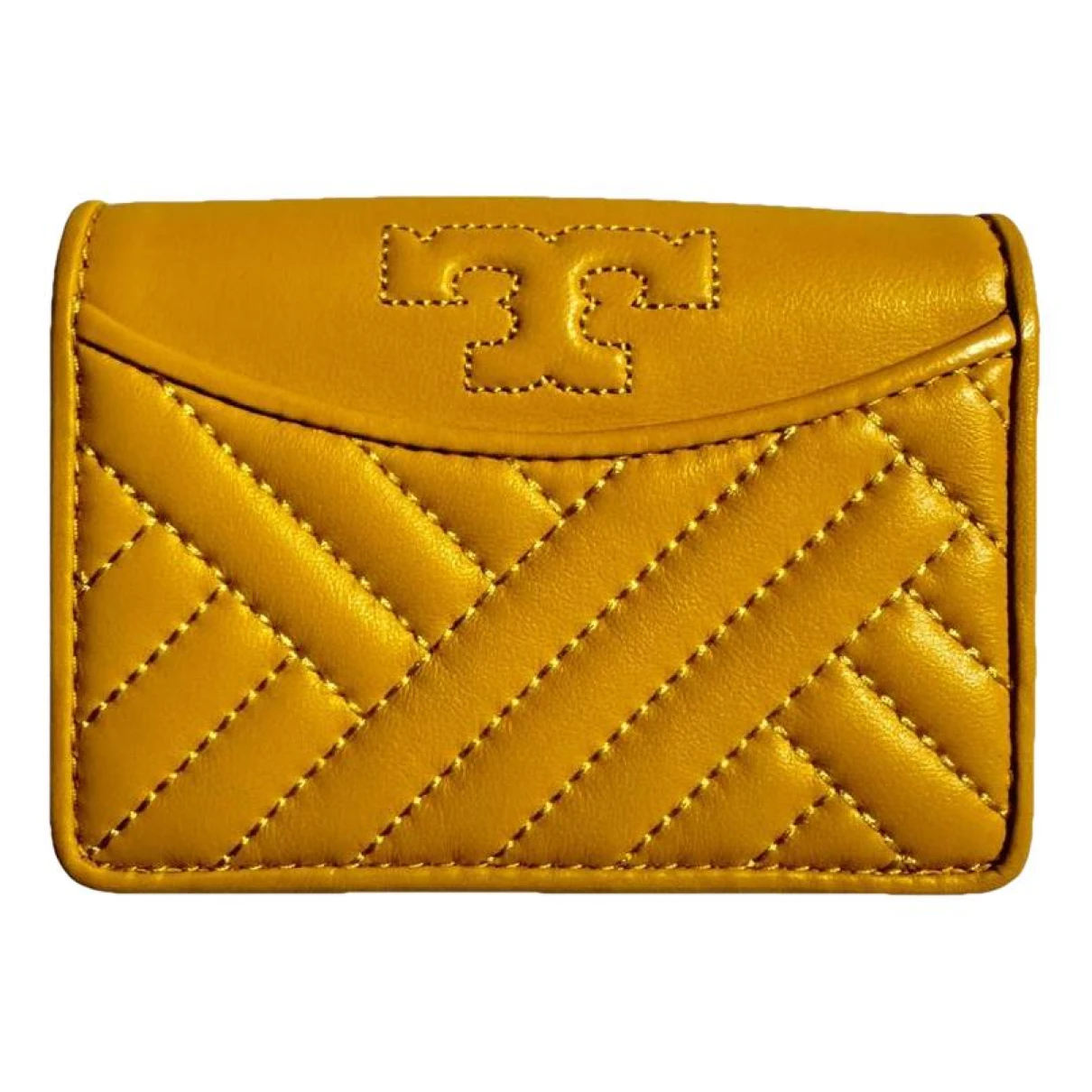 Pre-owned Tory Burch Leather Wallet In Yellow