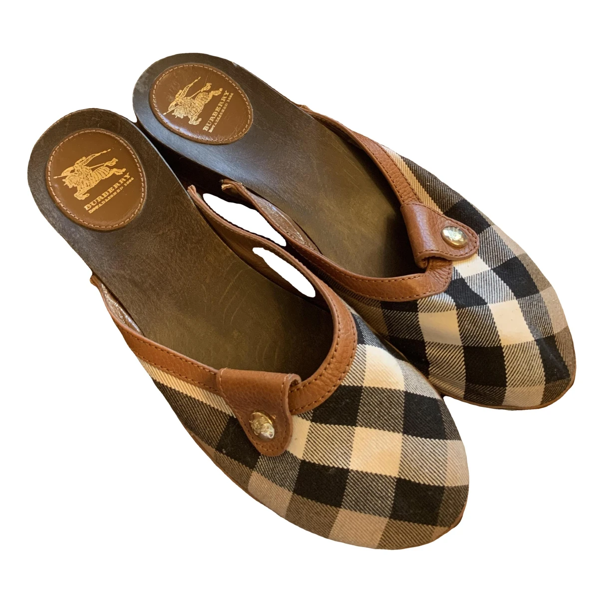 Pre-owned Burberry Patent Leather Mules & Clogs In Brown