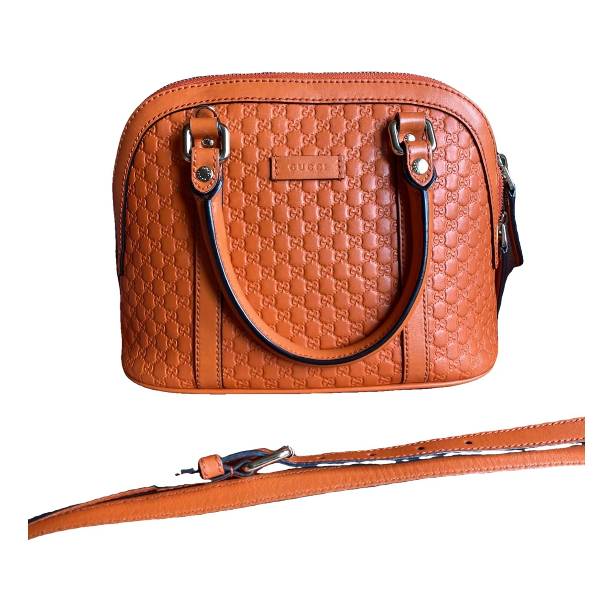 Pre-owned Gucci Dôme Leather Crossbody Bag In Orange