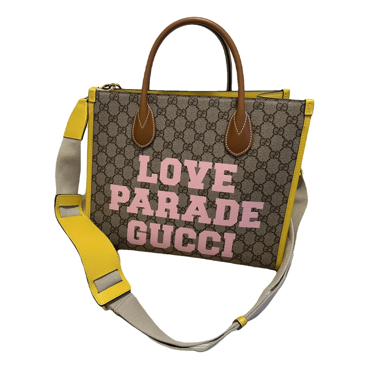 Pre-owned Gucci Cloth Tote In Yellow