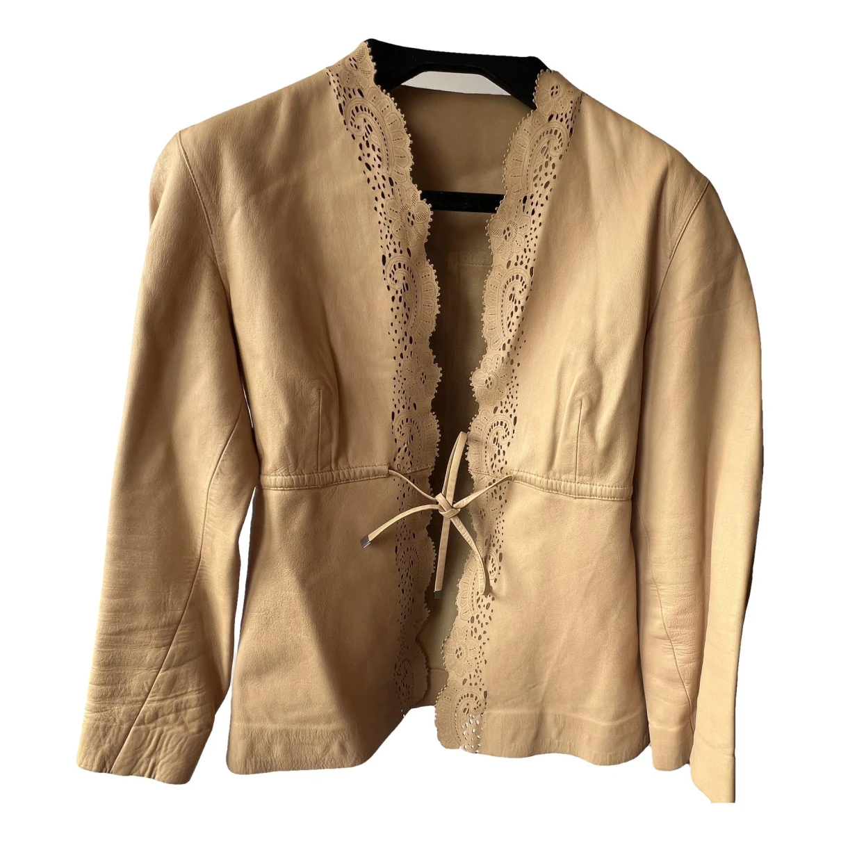 Pre-owned Gucci Leather Blouse In Beige