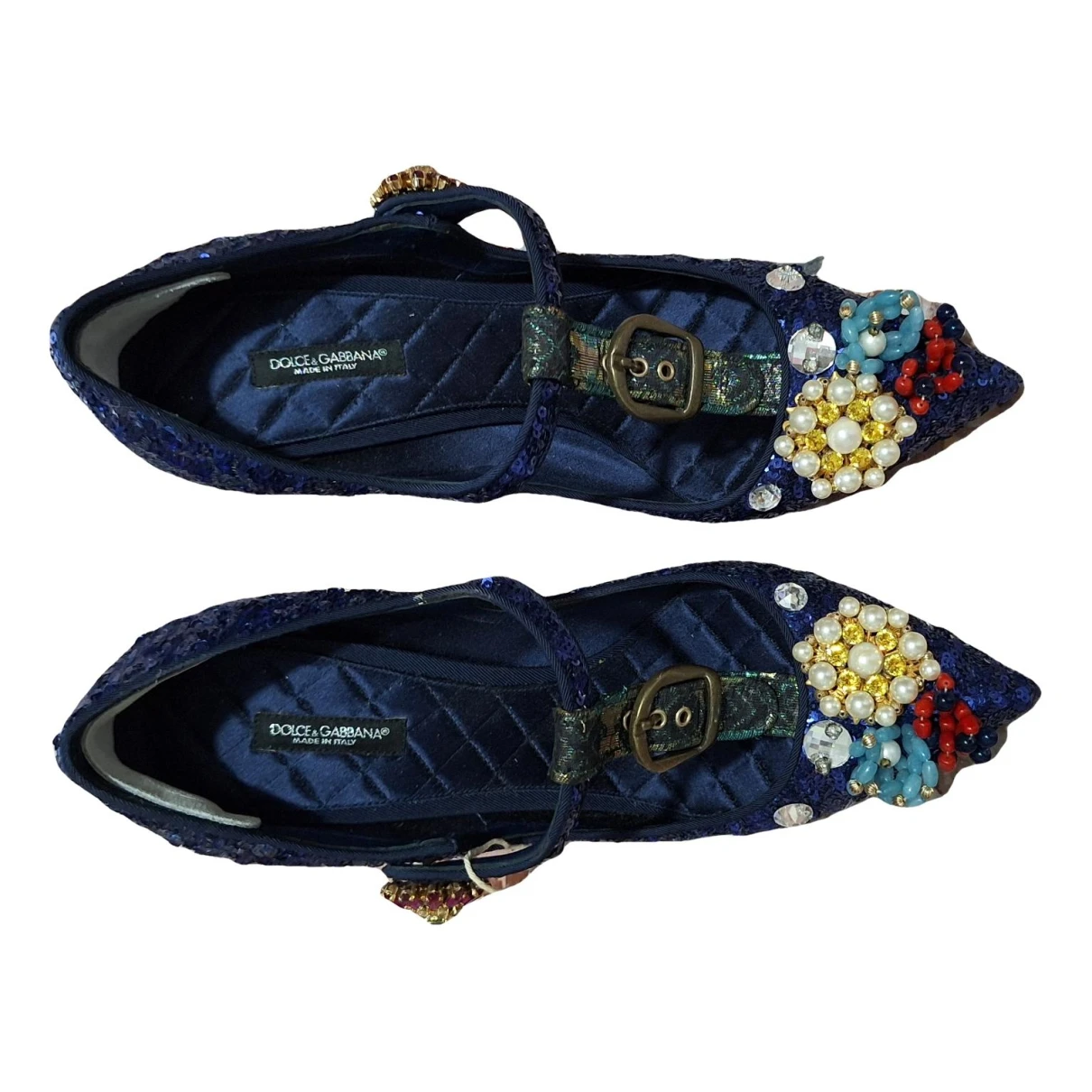 Pre-owned Dolce & Gabbana Glitter Heels In Blue